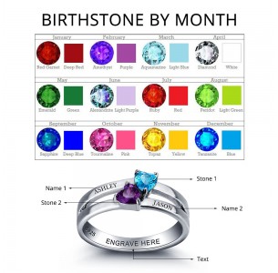 Birthstone promised Ring, Sterling Silver Personalized Engravable Ring JEWJORI101999